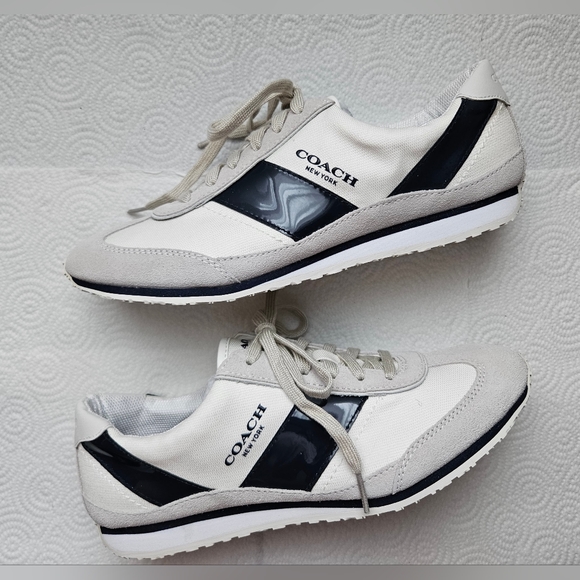 Coach Women's Mae Canvas Sneakers, Chalk/Navy, Size 8 M - Picture 3 of 10